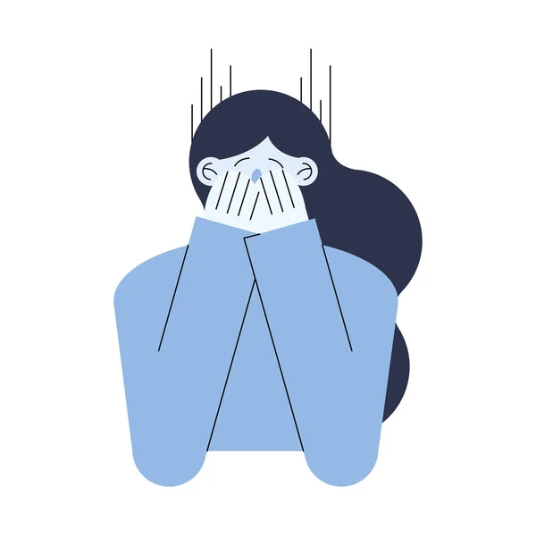 Carácter llorón mujer — Vector de stock