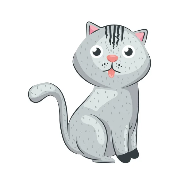Roztomilá kočka šedá — Stockový vektor