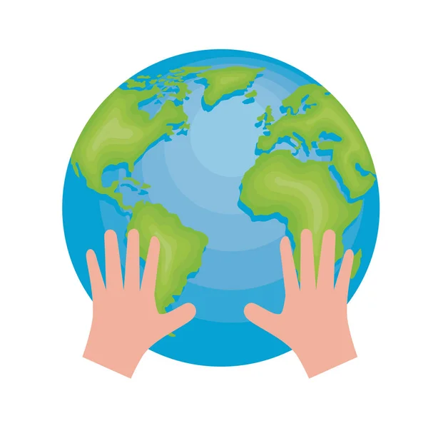 Hands lifting earth — Stock Vector