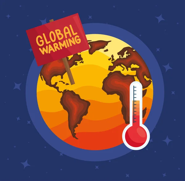 Terra e termômetro — Vetor de Stock