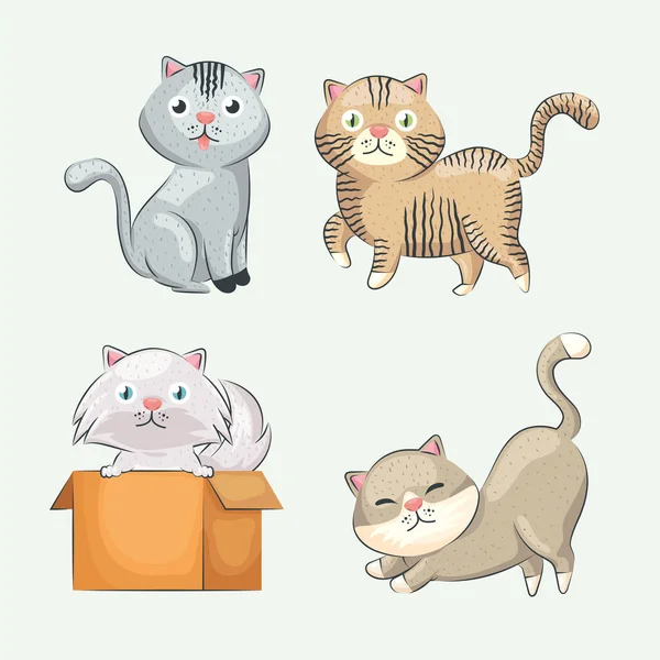 Quatro gatos bonitos —  Vetores de Stock