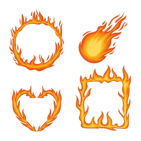 Cuatro llamas de fuego — Vector de stock