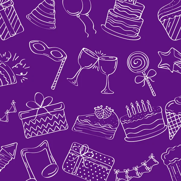 Cumpleaños púrpura patrón — Vector de stock