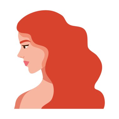 Kızıl saçlı kadın üstsüz.