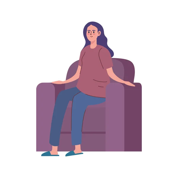 Γυναίκα που κάθεται στον καναπέ — Διανυσματικό Αρχείο