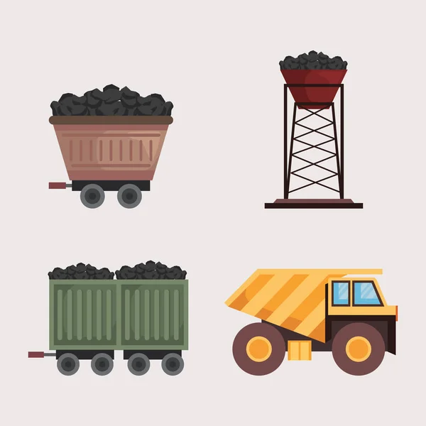 Quatre icônes de l'industrie minière — Image vectorielle