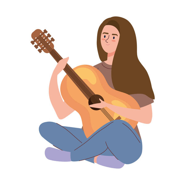 woman playing guitar