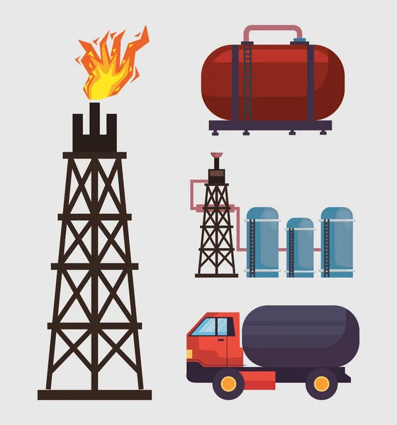 Fracking quatre icônes — Image vectorielle