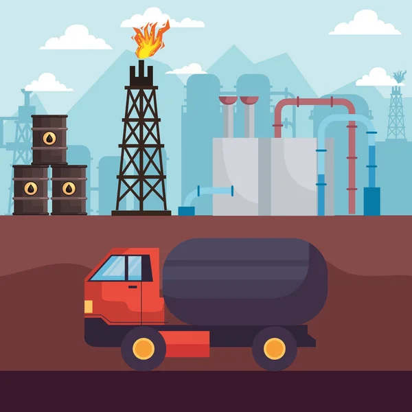 Fracking industriële olie — Stockvector