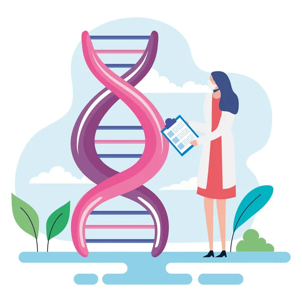 DNA i kobieta lekarz — Wektor stockowy