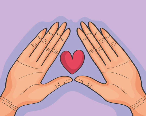 Hands lifting heart — Stock Vector