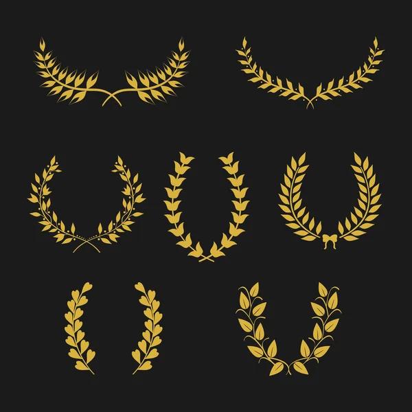 Сім золотих лаврових вінків — стоковий вектор