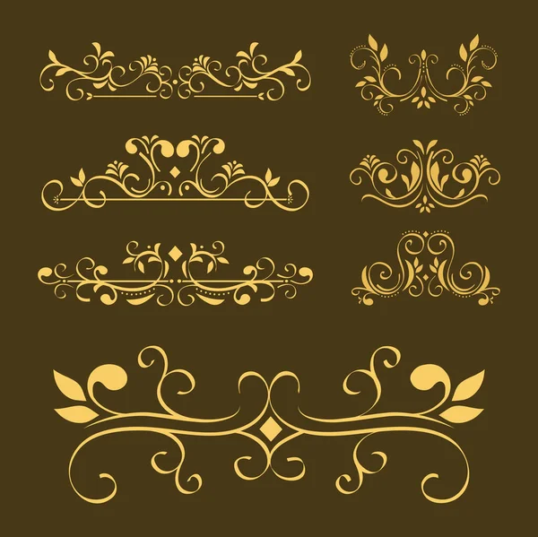 Seven golden dividers — Stock Vector