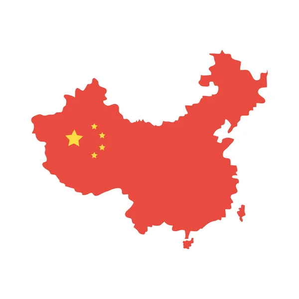 China flag in map — Stock Vector