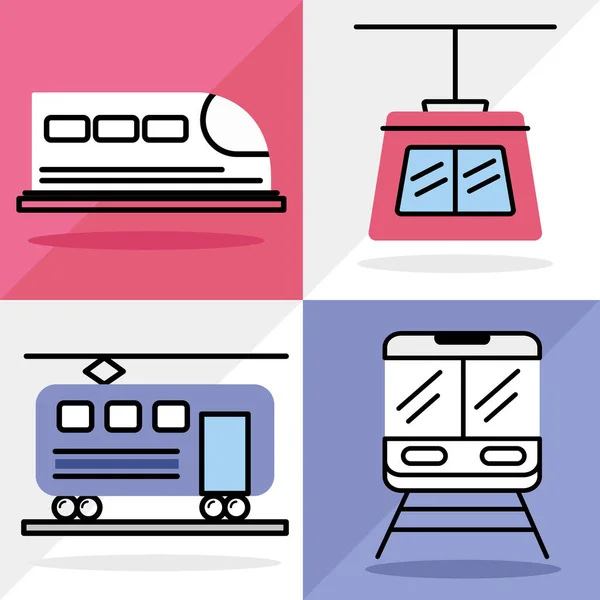 Transport quatre icônes — Image vectorielle