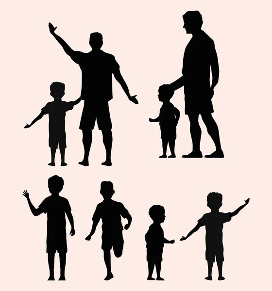 Silhouettes deux pères — Image vectorielle