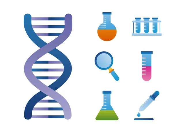 Sette icone del DNA — Vettoriale Stock