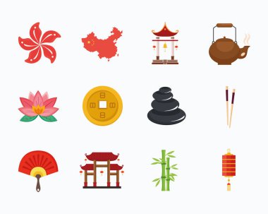 twelve china culture icons clipart