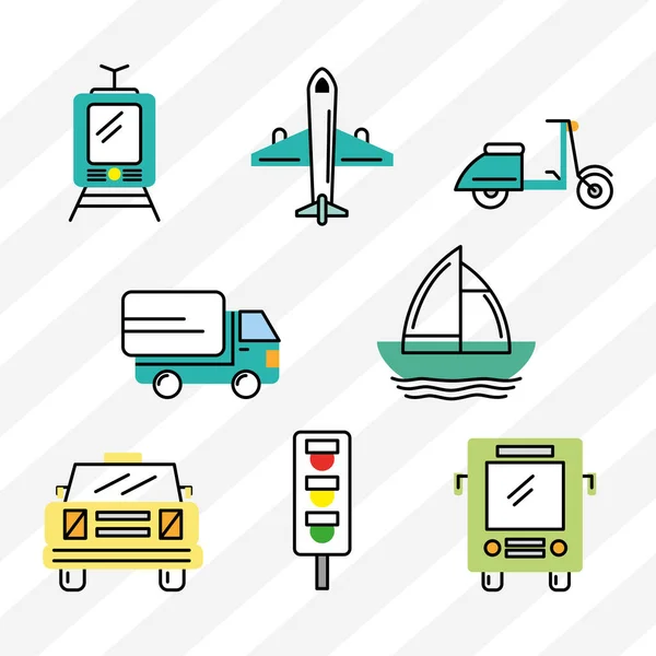 Otto icone di trasporto — Vettoriale Stock