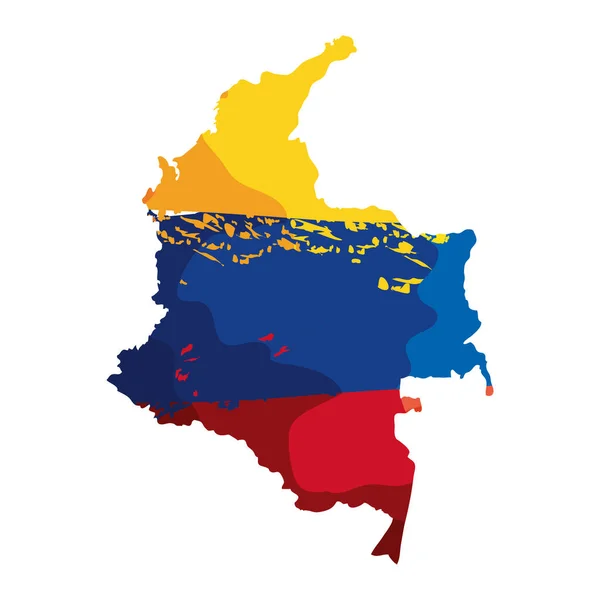 Mapa com bandeira colombiana — Vetor de Stock