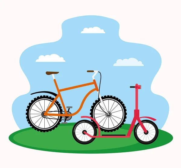 Patins e bicicletas — Vetor de Stock