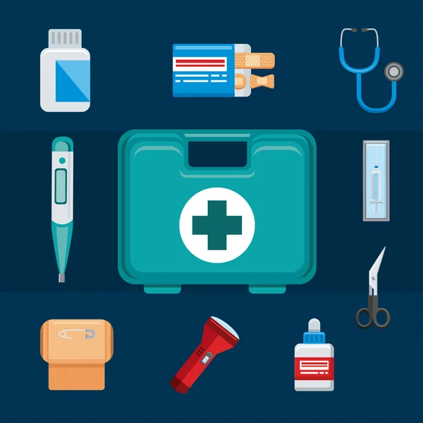 Ten first aid icons — Stock Vector