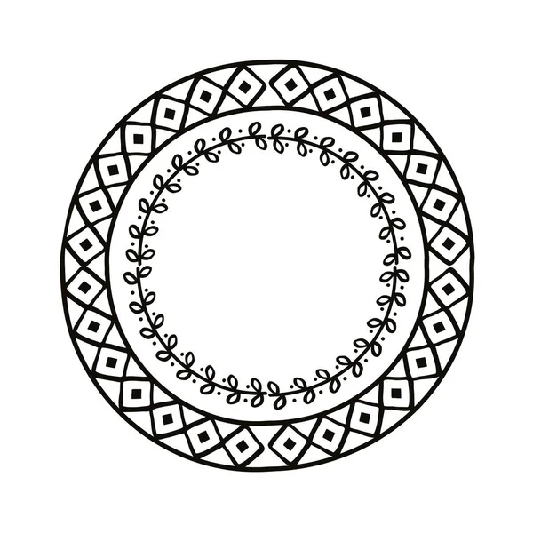 Cornice geometrica disegnata circolare — Vettoriale Stock