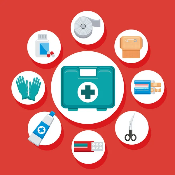 First aid nine icons — Stock Vector