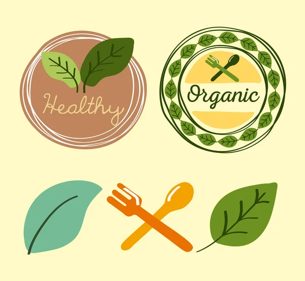 Five organic labels — Stock Vector