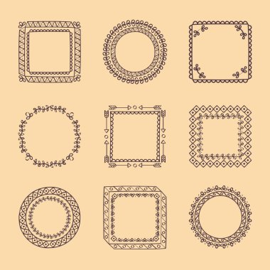 9 el çizilmiş çerçeve