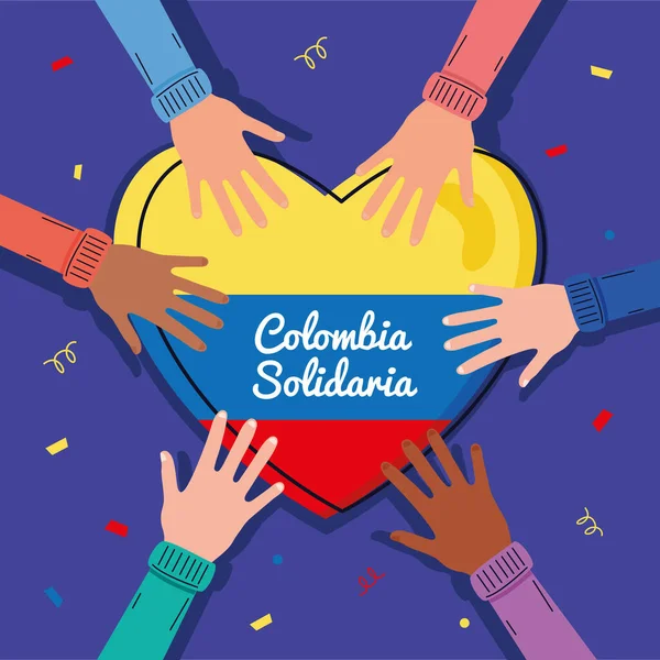 Kolombiya kalbiyle el. — Stok Vektör