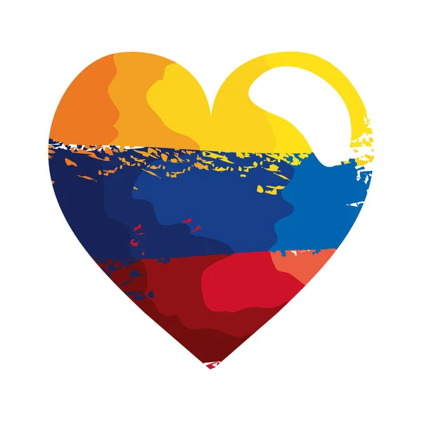 Coração com bandeira colombiana — Vetor de Stock