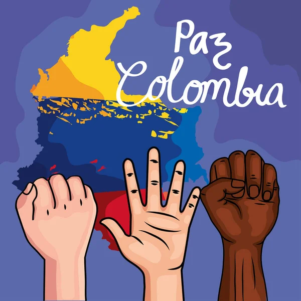 Kolombiya haritalı protestocular — Stok Vektör