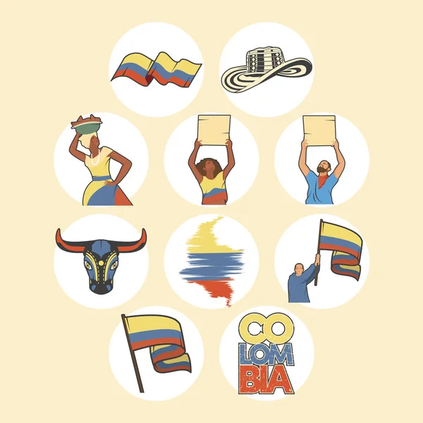 十个Colombia图标 — 图库矢量图片