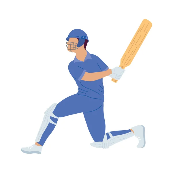 Jugador de cricket azul — Vector de stock