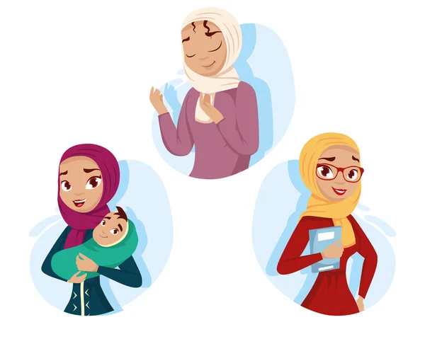 Mujeres caracteres musulmanes — Archivo Imágenes Vectoriales