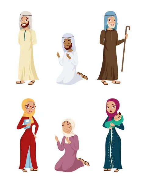 Six personnes musulmanes — Image vectorielle