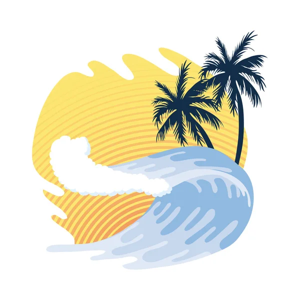 Sea wave and palms — Stock Vector