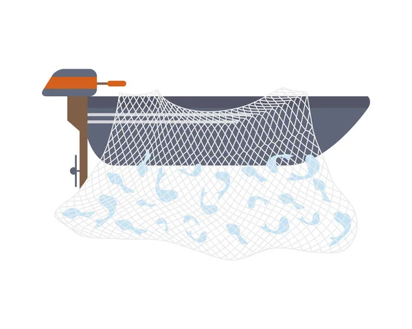 Bateau de pêche hors-bord — Image vectorielle