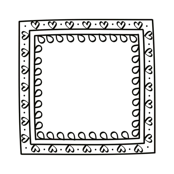 Квадратний малюнок сердець рамка — стоковий вектор