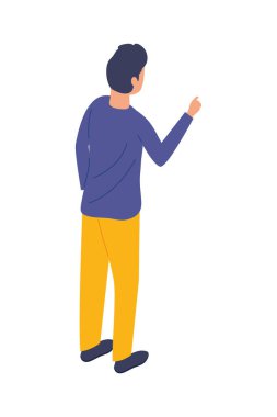 Genç adam ayakta duruyor.