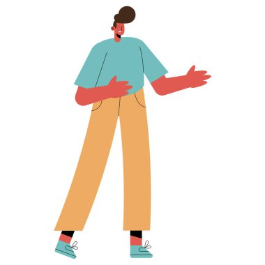 Genç adam ayakta duruyor.