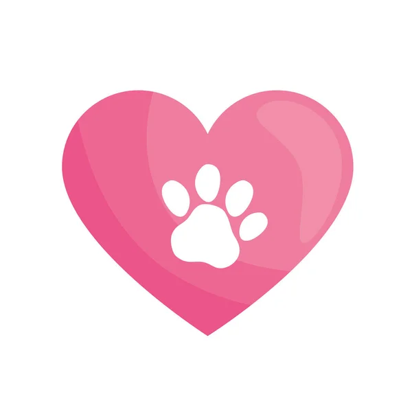 Cute pink dog print inside heart — Stock Vector