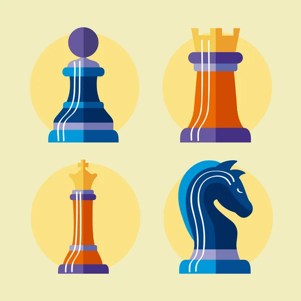 Cuatro piezas de ajedrez — Archivo Imágenes Vectoriales