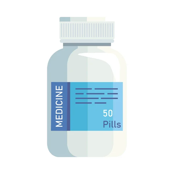 50 pastillas botella medicina — Vector de stock