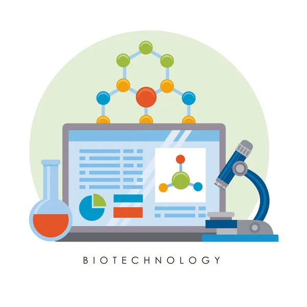 Laptop biotecnologia —  Vetores de Stock