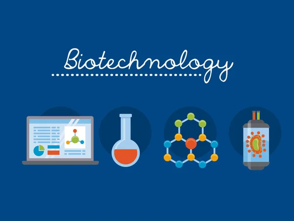 Biotechnologie čtyři ikony — Stockový vektor