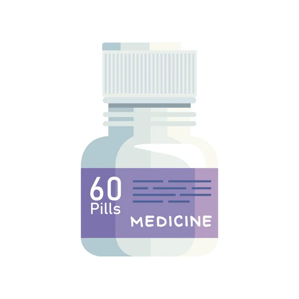 60 pastillas botella medicina — Vector de stock