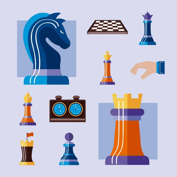 Dez peças de xadrez — Vetor de Stock