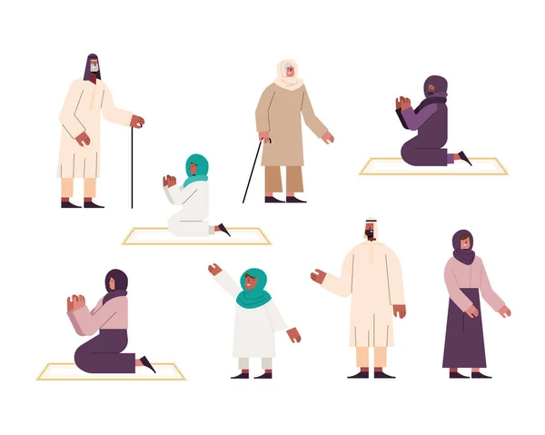 Huit personnes musulmanes — Image vectorielle